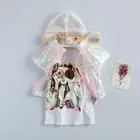 Платье для девочек, 2 шт., с мультяшным принтом, с коротким рукавом и солнцезащитной курткой, лето От 1 до 6 лет