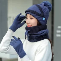 4 in 1 winter pompom beanie hat neck warmer set of 4 maskhatscarf gloves