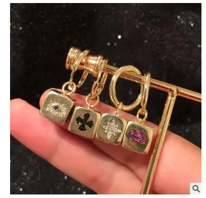 Асимметричный геометрический куб женские блестящие серьги со стразами в форме