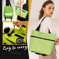 multifunction shopping bag 2 in 1 foldable shopping cart with wheels premium oxford fabric organizer high capacity free ship