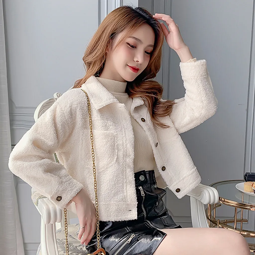 Зимняя женская флисовая короткая куртка 2019 пальто женские топы верхняя одежда