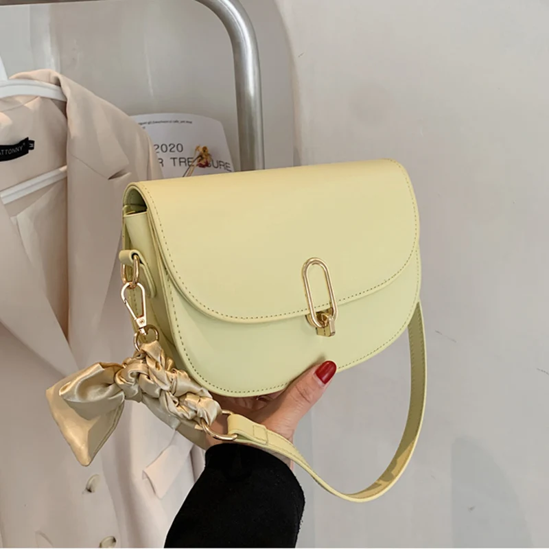 

Designer Women Korean Saddle Bags Small PU Leather Female Shoulder Crossbody Bags 2021 Luxury Brand Ladies Green Black Handbags