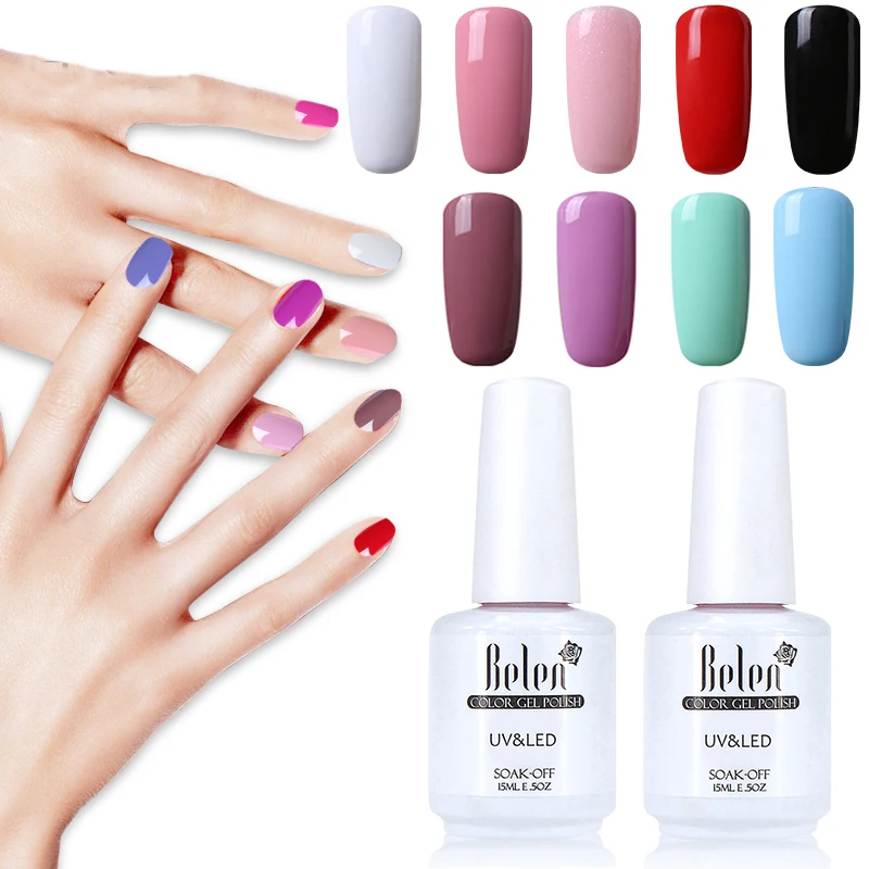 Belen 15ML Gelpolish Semi Permanent Gel Nail Polish 3D Professional Glitter Soak Off UV LED Gel Lacquer Gel Varnish Lak