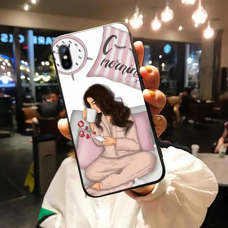 

Fashion Brown Hair Mom Phone Case for iPhone 11 12 pro XS MAX 8 7 6 6S Plus X 5S SE 2020 XR