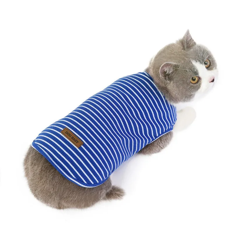 Дешевая Одежда для собак Классическая полосатая рубашка жилет маленьких летняя