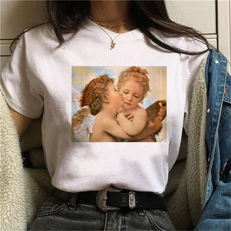 Женская Винтажная Футболка Maycaur Angel Kawaii Harajuku Ullzang футболки в Корейском стиле 90 х