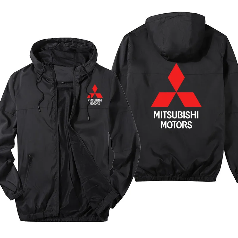 Chaquetas transpirables con capucha para hombre, ropa deportiva informal con estampado de logo de coche Mitsubishi, tops de alta calidad, nueva tendencia