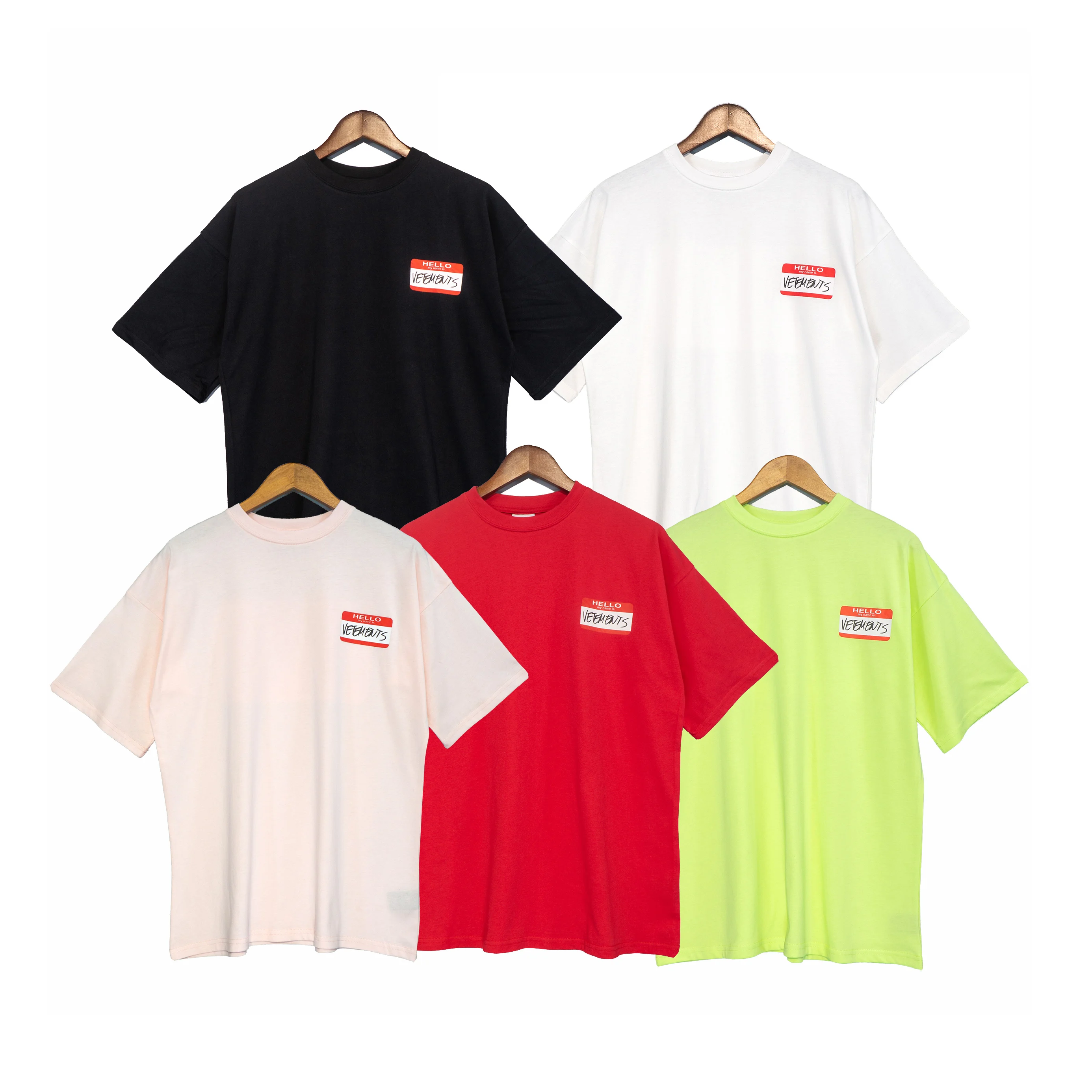 

Oversized VETEMENTS T-shirt Men Women 1:1 High Quality T Shirt HELLO MY NAME IS Vetements Letter Printing Tee VTM Tops