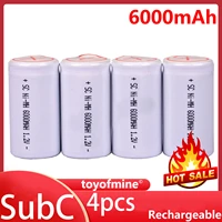 4pcs 6000mah 1 2v ni mh white color with tab rechargeable battery sub c subc