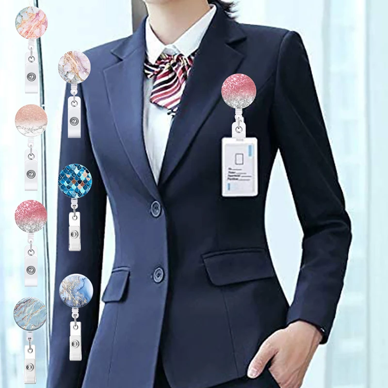 

1PC Key Ring ID Badge Lanyard Name Tag Card Holder Recoil Reel Belt Clip