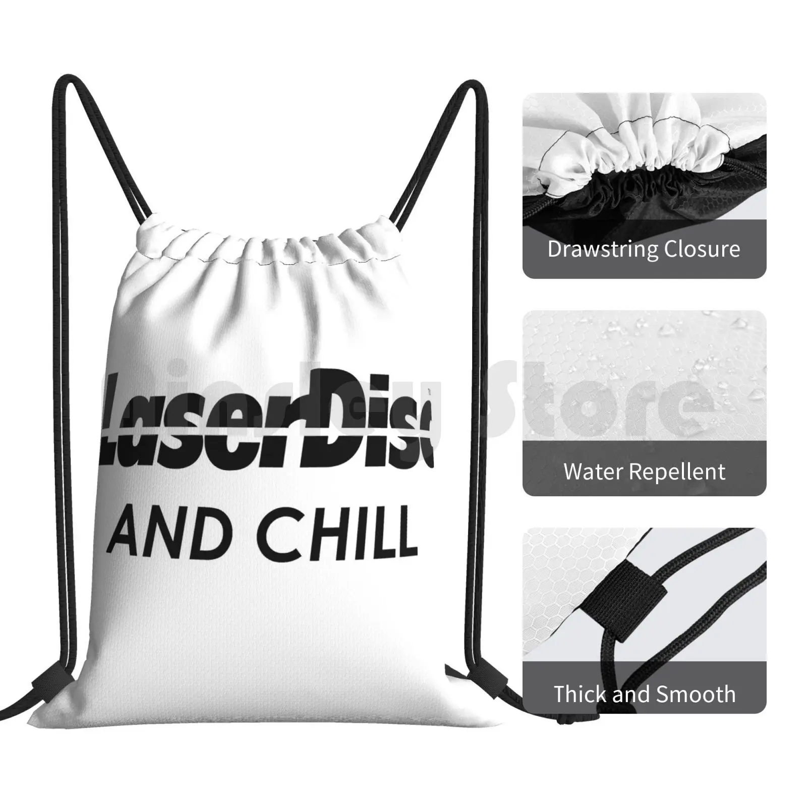 Водонепроницаемая сумка для спортзала Laserdisc И Chill рюкзак с кулиской фильмы Netflix