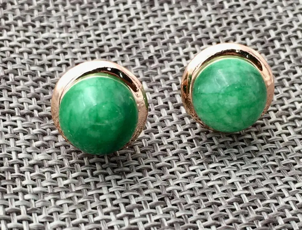 

New Natural 10mm yellow jade Gold plating Earrings