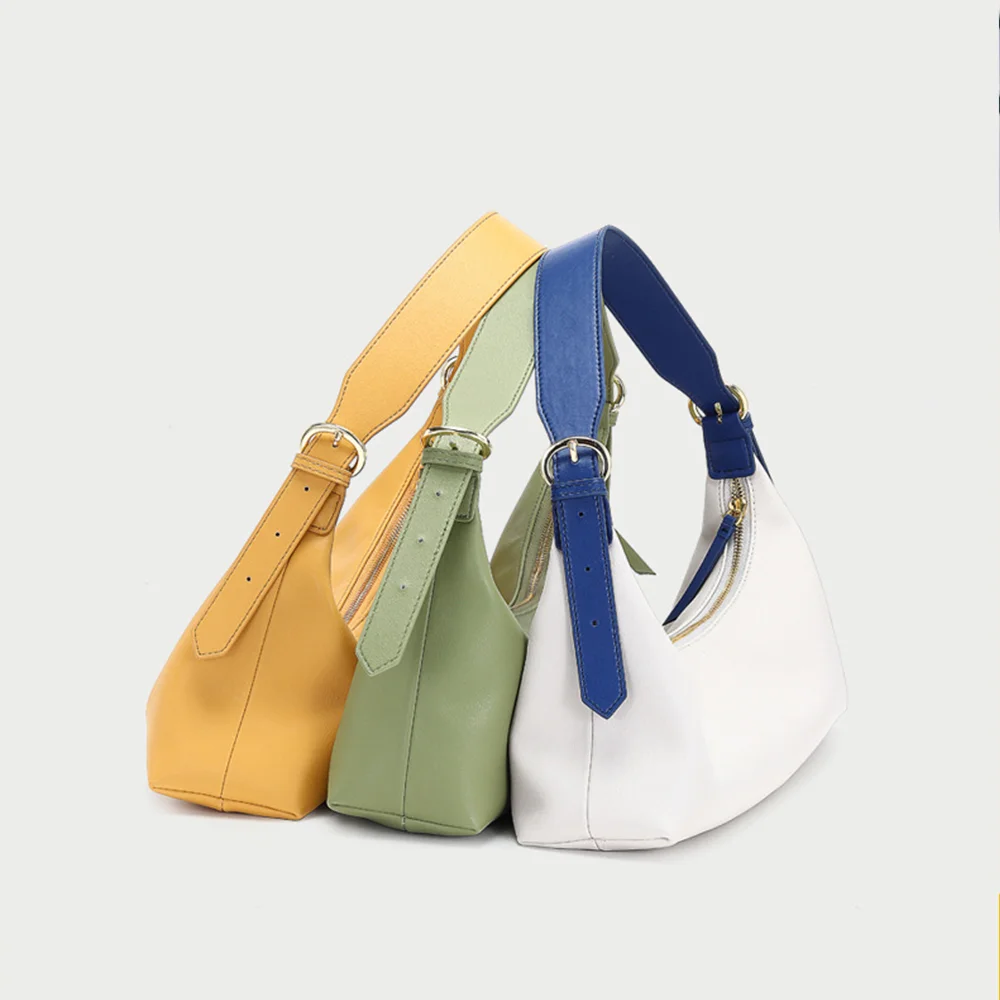 

Female Bag 2021 New Fashion Niche Design Solid Color Cowhide Dumpling Party Woman One-Shoulder Handbag Leather White PM38