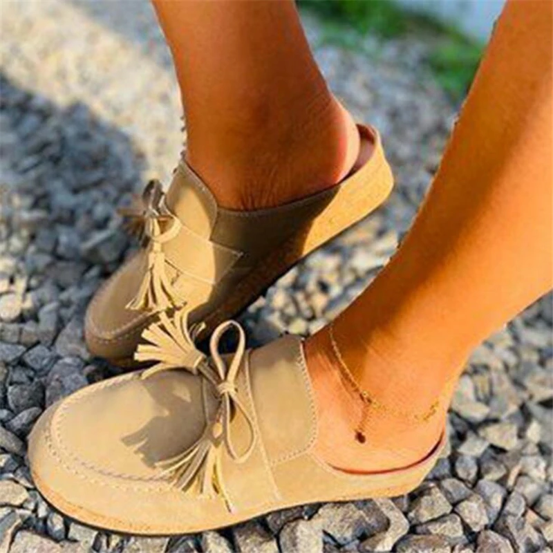 Мюли женские с бахромой удобные кроссовки на плоской подошве повседневная обувь