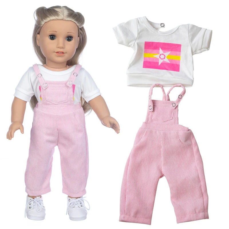 

18" Girls Doll Clothes Jeans Pants T-shirt Baby Doll Clothing Children Girl Xmas Gifts