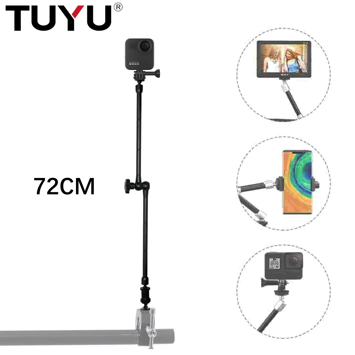 22inch Motorcycle Bike Metal Articulating Friction Magic Arm & Clamp for GoPro Max Hero 9 8 Insta360 One R X2 Camera Accessories