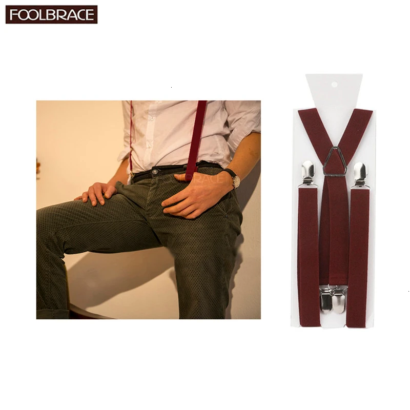 Подтяжки для взрослых унисекс однотонные без рисунка, мужские, шириной 2,5 см, регулируемые эластичные, с 4 клипсами в форме Х на спине, для женских брюк.