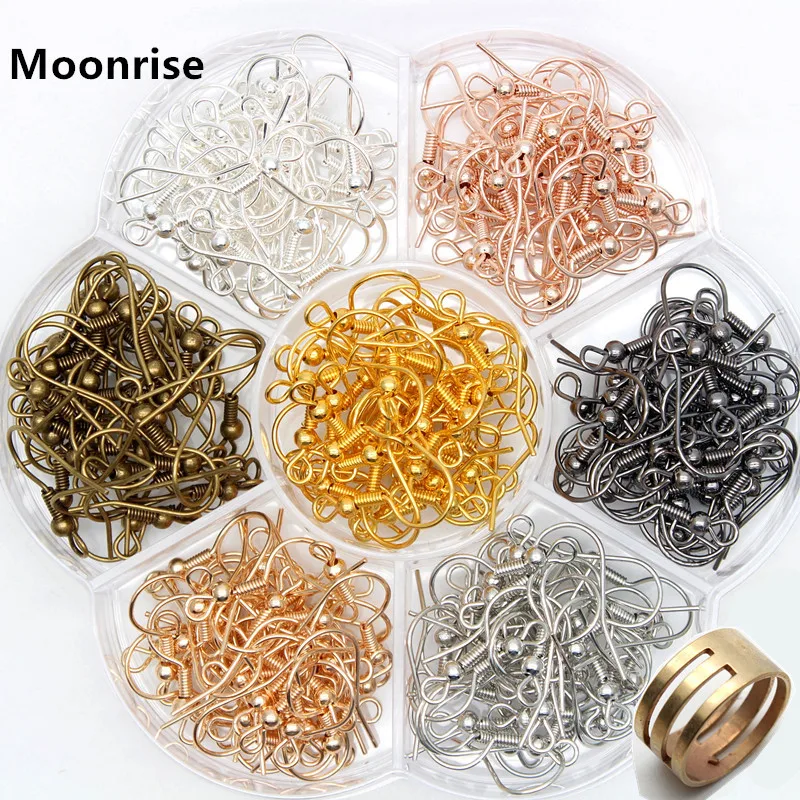 Серьги-гвоздики крючки ушные провода с шариком и катушкой гипоаллергенные