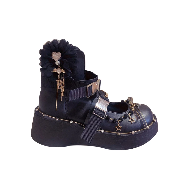 

2021 Spring Punk Dark Style Street Feeling Thick Bottom High-Top Women's Casual Martin Boots Cross Handsome Big Head Shoes