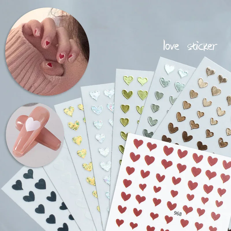 

Black Heart Love 3D Nail Sticker Self-Adhesive Slider Valentines's Day Nail Art Decorations Stars Decals Manicure Accessories