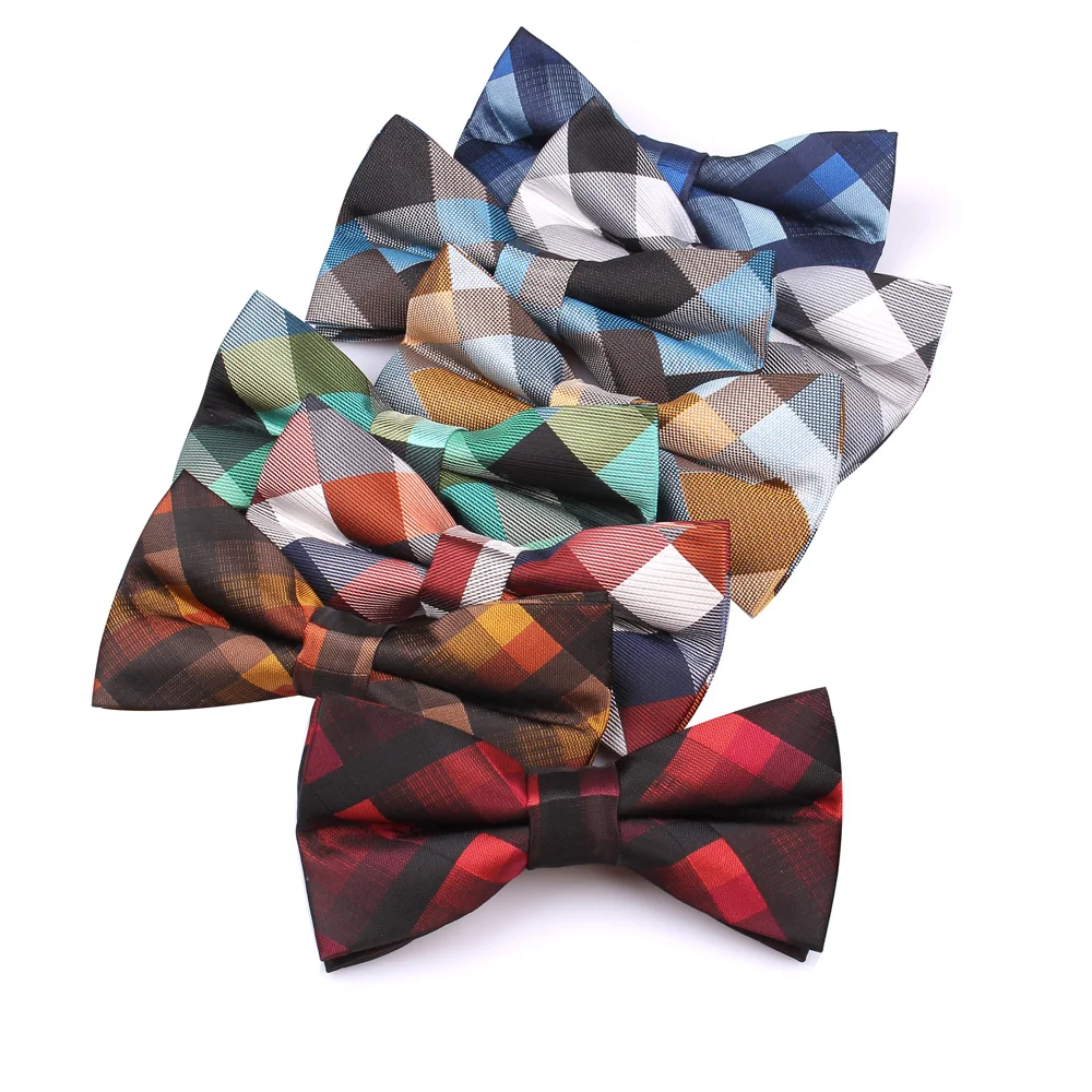 Галстук бабочка в клетку для мужчин Модный классический галстук из полиэстера