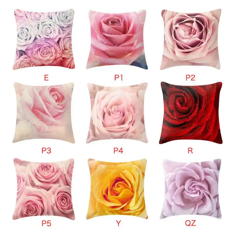 

Valentine's Day Pillowcase Rose Polyester Sofa Throw Pillows Case Home Decorative 45cmx45cm Cushion Cover