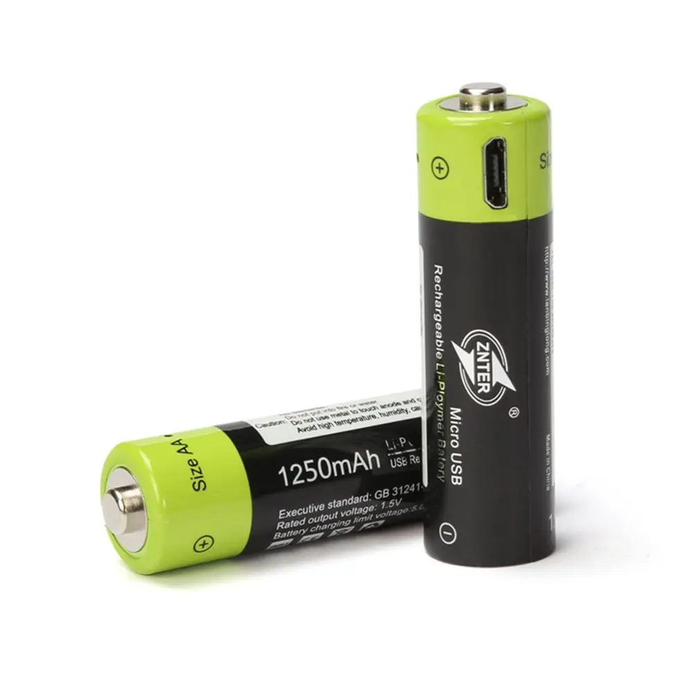 4 шт. ZNTER ZNT5-1-BR AA 1,5 в 1250 мАч USB перезаряжаемая литий-полимерная батарея Быстрая зарядка микро USB кабель для электроники