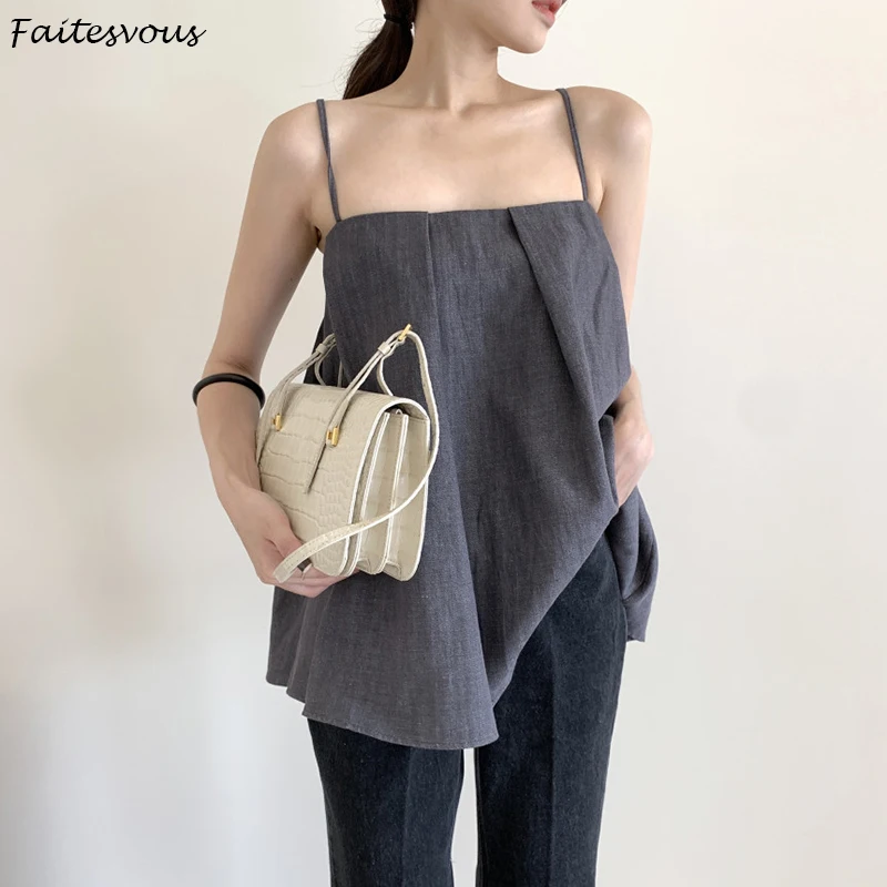 

Летние футболки «French женские офисные майки Сексуальная свободная плиссированная верхняя одежда в Корейском стиле; Шикарная однотонная Цве...