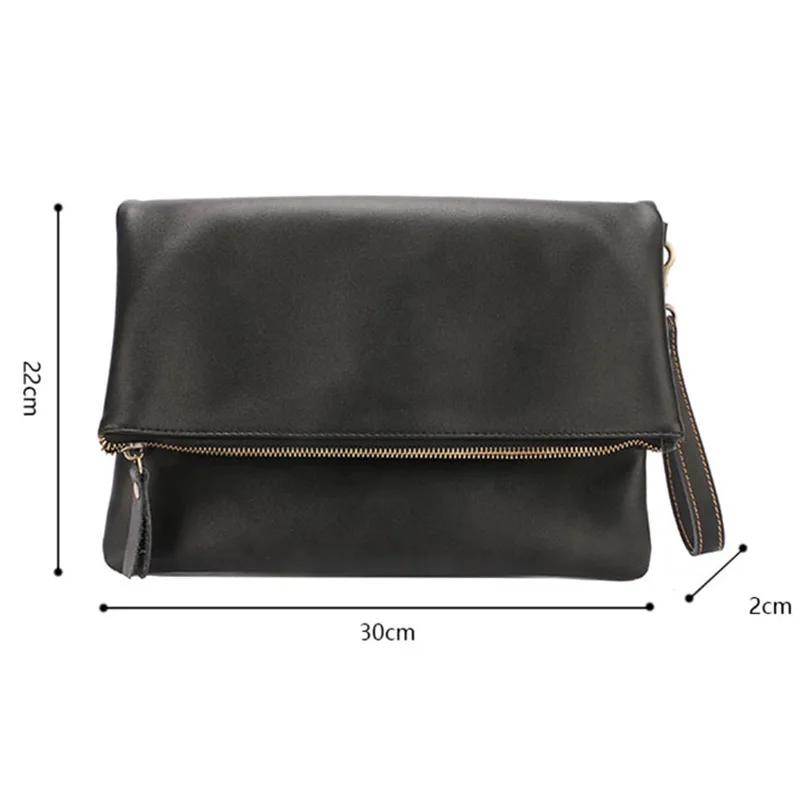 AETOO Men's leather handbag business large-capacity personality casual folding clip bag men's soft hand |