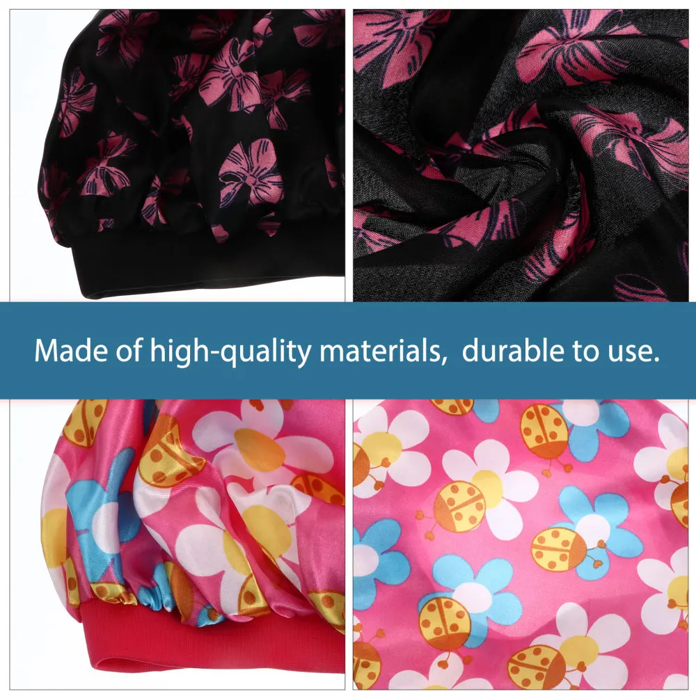 

2pcs Kids Elastic Sleeping Cap Creative Sleeping Hat Round Wide Brim Night Hat