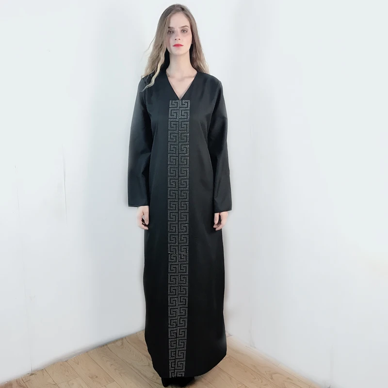Черная абайя, искусственное мусульманское хиджаб, платье Caftan, марокканская Арабская мусульманская одежда, кимоно, женское платье Djellaba