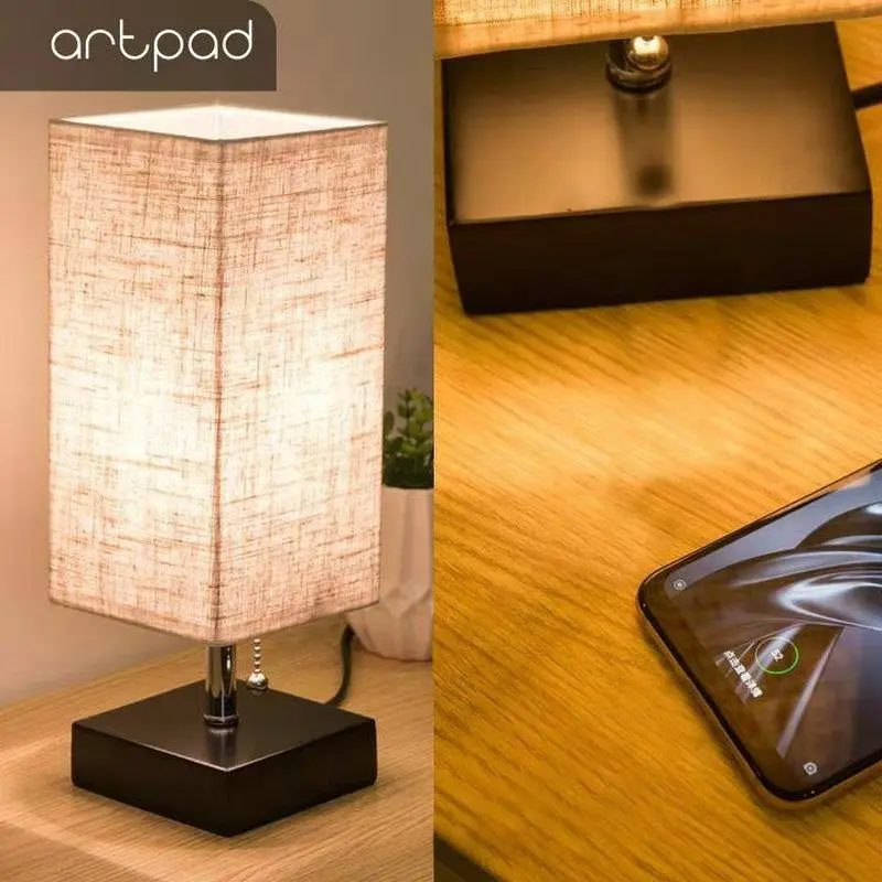 Современный дизайн прикроватные настольные лампы с разъемом ЕС зарядный порт