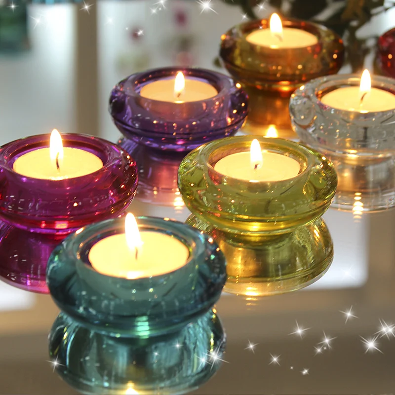 

Retro Glass Cute Candle Holder Mini Geometric Nordic Style Candle Holder Modern Table Centerpieces 7pcs Kaarsenhouder Home Life