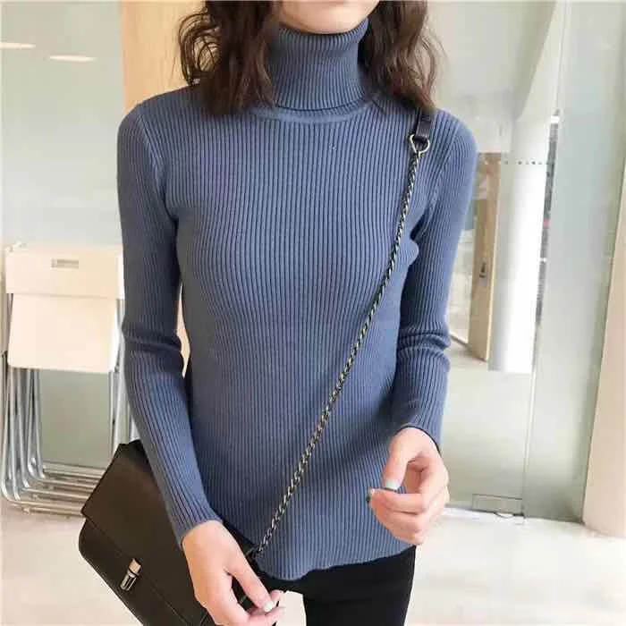 2022 Spring Turtleneck Autumn Winter Sweater Women Long Sleeve Knitted Pullover Slim Jumper Soft Warm Pull Femme | Женская одежда