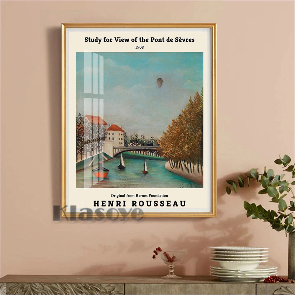 

Henri Rousseau Naive Art Exhibition Museum Prints Poster Study For View Of The Pont De Sevres Retro Wall Stickers Home Decor