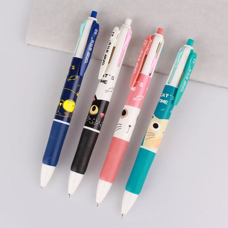 

40 pcs/lot Cartoon Cat 4 Colors Ballpoint Pen Cute press ball pens School Office writing Supplies Stationery Gift