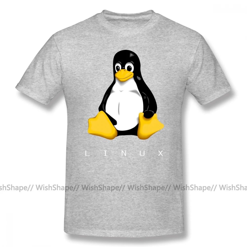 Linux футболка для мужчин с мультяшным принтом большого размера мужская мода