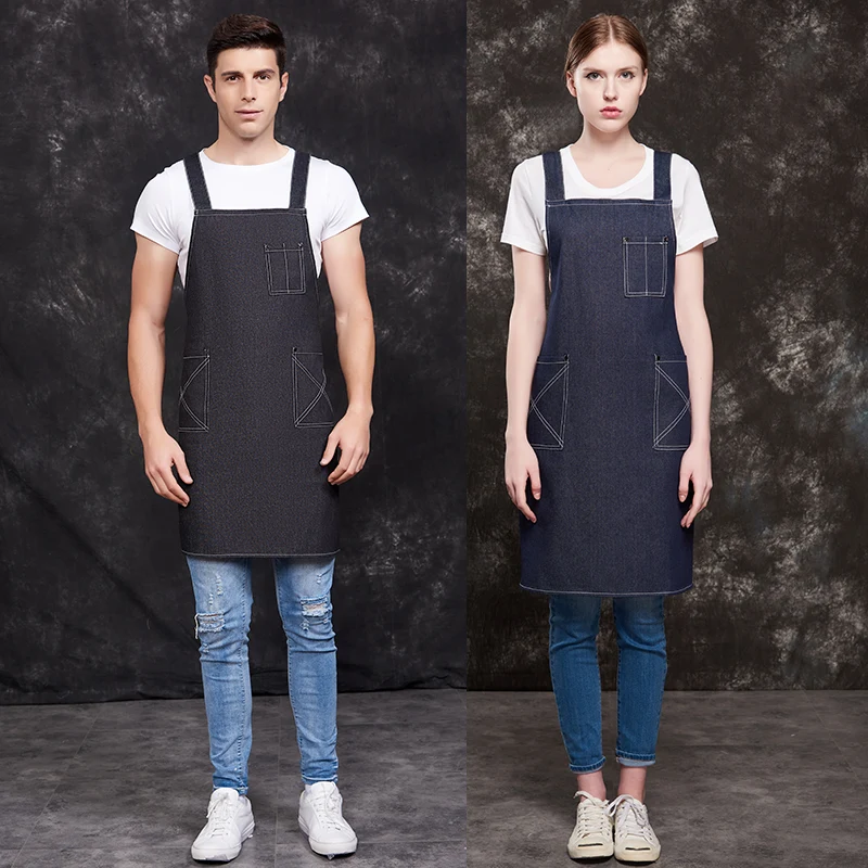 

Denim apron custom logo printing home kitchen wear