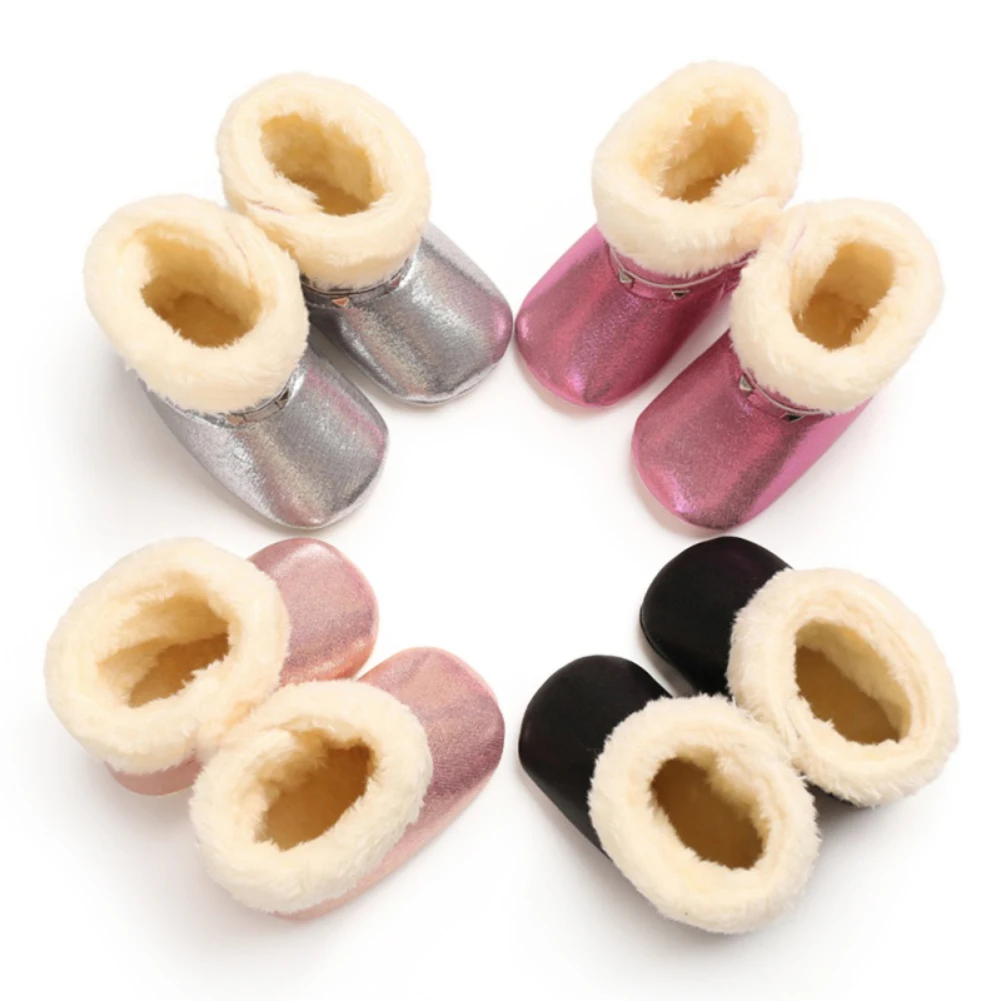 

Infant Newborn Baby Toddler Boy Girl Soft Sole Flower Bow Crib Shoes Warm Boots Prewalker 0-18M For Newborn