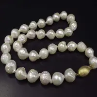 HABITOO Big 11-14mm Natural White Kasumi Pearl Necklace Ball Gold Clasp Jewelry for Women Charming Gifts