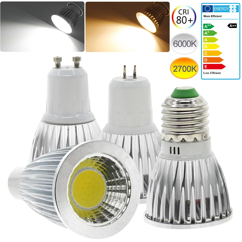 

E27 E14 GU10 GU5.3 LED Bulb 9W 12W 15W Super Bright Lamp Bulb AC85-265V COB Spotlight Warm Cold White Aluminum Bulb bombilla led