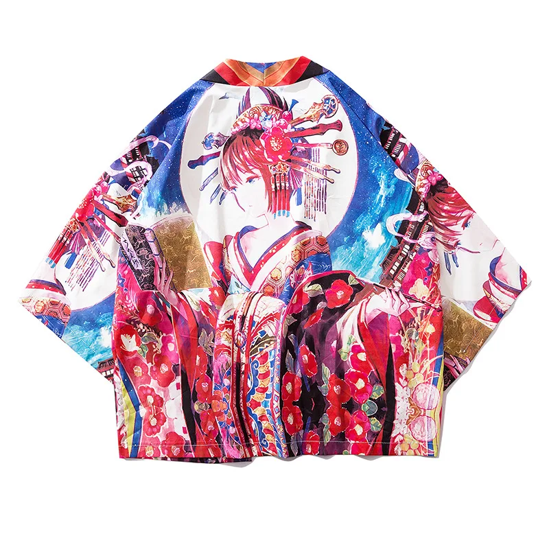 color 12 Кимоно халат Haori японский Азиатский китайский одежда для мужчин унисекс Дракон юката Ретро вечерние Большие размеры Tangsuit свободные Япония Мода - Цвет: color 12