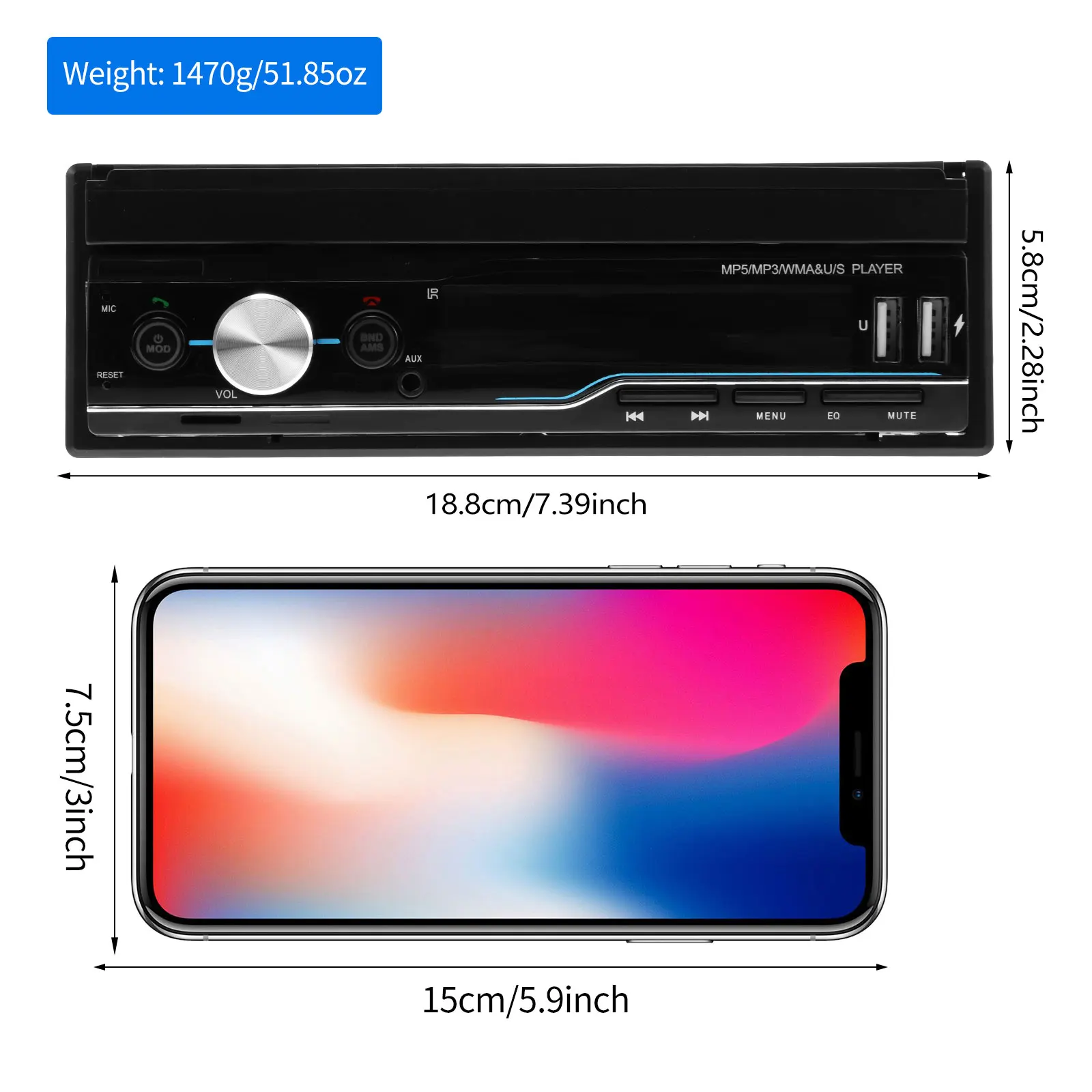 1 Din Retractable Car Radio RDS Mirror Link MP5 Video Player AM FM USB TF Aux 7 inch Touch Screen Stereo System Head Unit T100 | Автомобили