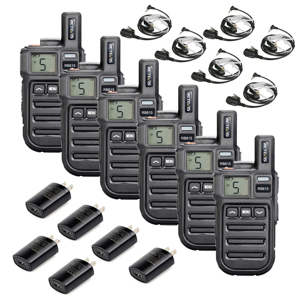 Retevis Walkie Talkes 6 шт. RB615 вибрационная Мини Talkie PMR 446 FRS Potable Radio communication PTT|Рации| |