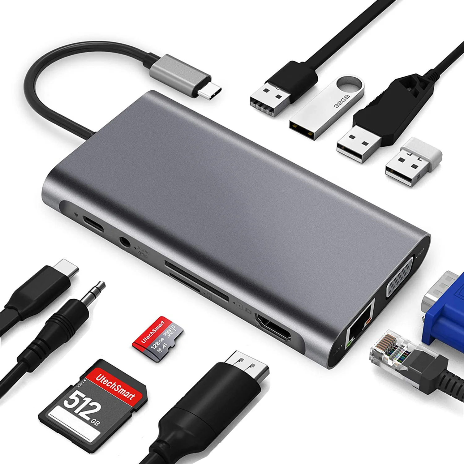 

Док-станция с разъемами типа C и HDMI, 11 в 1