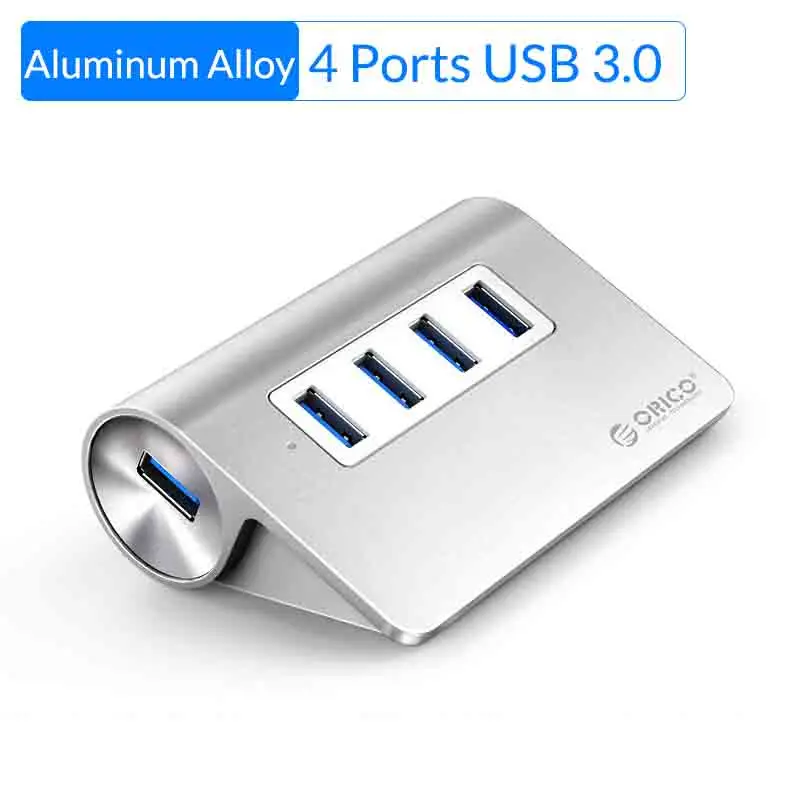 4 Port USB 3.0 ORICO алюминиевый 4 порта USB 2,0 3,0 концентратор Высокоскоростной мини USB разветвитель Портативный USB адаптер для ноутбуков ПК Компьютерные аксессуары - Цвет: 4 Port USB 3.0