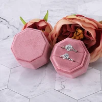 octagon velvet ring box double ring storage box with detachable lid for engagement wedding jewelry organizer gift packing boxes