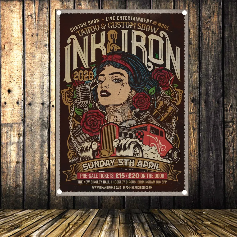 Тату плакат INKEIRON настенное искусство Высококачественная Картина на холсте флаг