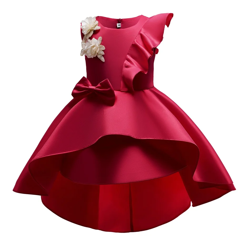 PatPat/модное праздничное платье без рукавов украшенное цветами с оборками и бантом