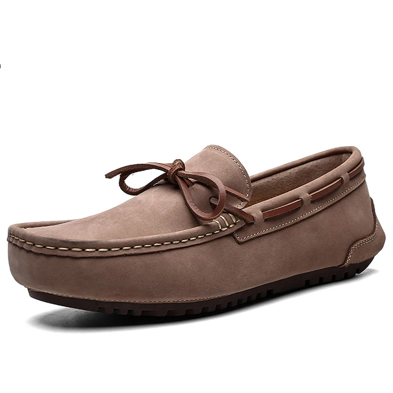 

Brand Arrive Handmade Mens Loafers Hight Quality Slip-on Boat Shoes Man Lightweight Flat Moccasin Cow Suede Driving Shoes